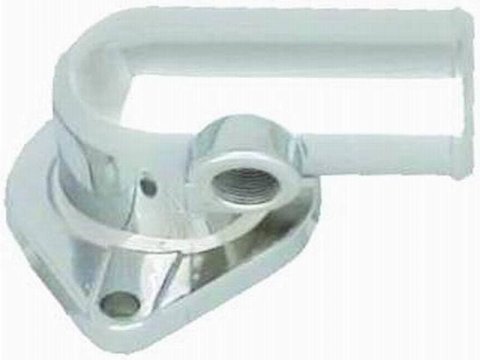Water Neck - 90 Degree - 1-1/2 in ID Hose - 3/8 in NPT Port - Steel - Chrome - Ford FE-Series - Each