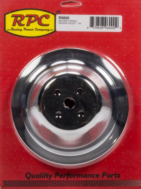 Water Pump Pulley - V-Belt - 1 Groove - 7.1 in Diameter - Steel - Chrome - Short Water Pump - Small Block Chevy - Each