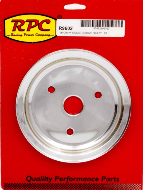 Crankshaft Pulley - V-Belt - 1 Groove - 6.8 in Diameter - Steel - Chrome - Short Water Pump - Small Block Chevy - Each