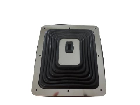 Shifter Boot - 7-3/4 x 8-3/4 in Base - Rectangle Boot - Rubber / Steel - Black / Chrome - Universal - Each