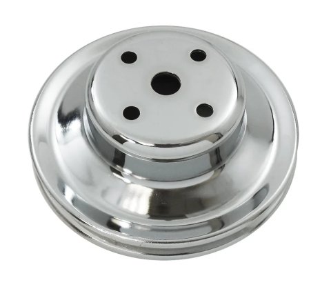 Water Pump Pulley - V-Belt - 2 Groove - 6.3 in Diameter - Steel - Chrome - Long Water Pump - Big Block Chevy - Each