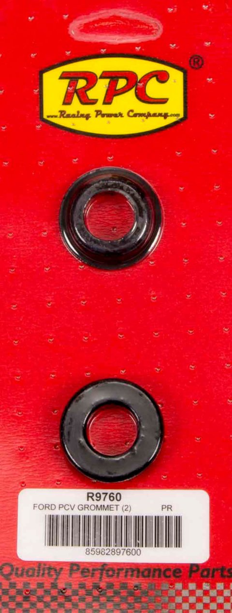 PCV Grommet - 0.75 in ID - 1 in OD - 0.4 in Thick - Rubber - Black - Pair