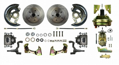 Brake System - Power Disc Conversion - Front - 1 Piston Caliper - 11.00 in Rotors - Offset Hat - Iron - Natural - GM A-Body 1964-72 - Kit