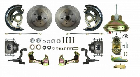 Brake System - Power Disc Conversion - Front - 1 Piston Caliper - 11.00 in Rotors - Offset Hat - Iron - Natural - GM F-Body 1967-69 - Kit