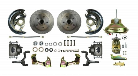 Brake System - Power Disc Conversion - Front - 1 Piston Caliper - 11.00 in Rotors - Offset Hat - Iron - Natural - GM A-Body 1967-72 - Kit