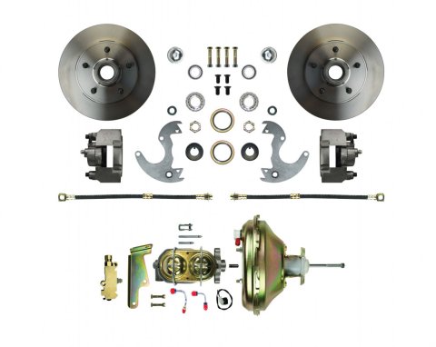Brake System - Disc Conversion - Front - 1 Piston Caliper - 10.500 in Plain Rotors - Offset Hat - Iron - Natural - GM A-Body / F-Body / X-Body 1967-74 - Kit