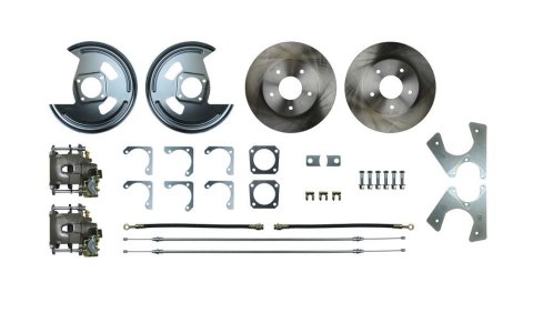Brake System - Disc Conversion - Rear - 1 Piston Caliper - 11.250 in Plain Rotor - Offset Hat - Iron - Natural - GM F-Body 1975-81 - Kit