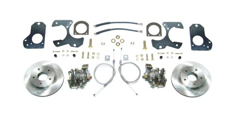 Brake System - Disc Conversion - Rear - 1 Piston Caliper - 11.000 in Plain Rotor - Offset Hat - Iron - Natural - GM 10-Bolt 1978-88 - Kit