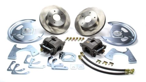 Brake System - Disc Conversion - Rear - 1 Piston Caliper - 11.000 in Plain Rotor - Offset Hat - Iron - Natural - GM 10-Bolt / 12-Bolt - Kit