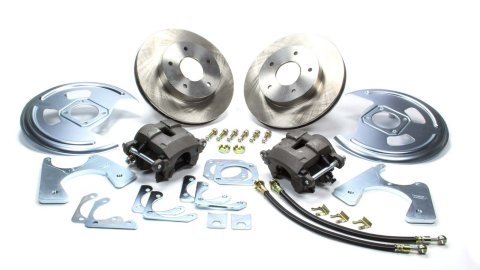 Brake System - Disc Conversion - Rear - 1 Piston Caliper - 11.000 in Plain Rotor - Offset Hat - Iron - Natural - GM 10-Bolt / 12-Bolt - Kit
