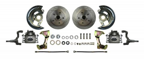 Brake System - Disc Conversion - Front - 1 Piston Caliper - 11.000 in Plain Rotors - Offset Hat - Iron - Natural - GM F-Body 1967-69 - Kit
