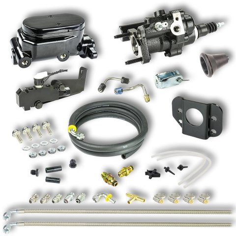 Master Cylinder and Booster - 1 in Bore - Dual Integral Reservoir - Hydro-Boost - Aluminum - Black Paint - GM F-Body 1967-74 - Kit