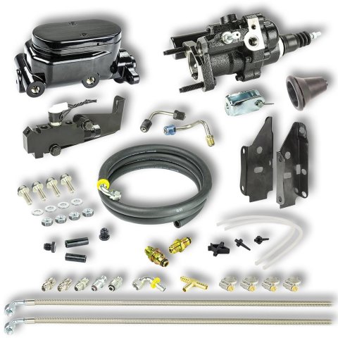 Master Cylinder and Booster - 1 in Bore - Dual Integral Reservoir - Hydro-Boost - Aluminum - Black Paint - GM Fullsize Truck 1973-87 - Kit