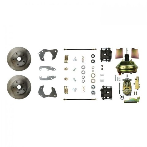 Brake System - Disc Conversion - Front - 1 Piston Caliper - 11.000 in Plain Rotors - Offset Hat - Iron - Natural - GM B-Body 1965-68 - Kit