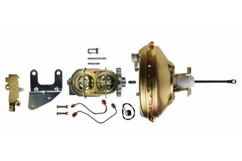 Master Cylinder and Booster - 1 in Bore - Dual Integral Reservoir - 11 in OD - Single Diaphragm - Steel - Cadmium - GM F-Body 1971-81 - Kit
