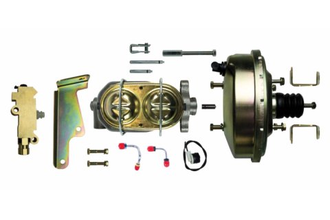 Master Cylinder and Booster - 1.125 in Bore - Dual Integral Reservoir - 9 in OD - Single Diaphragm - Steel - Cadmium - GM A-Body / F-Body / X-Body - Kit