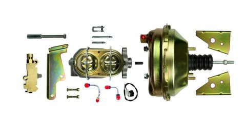 Master Cylinder and Booster - 1-1/8 in Bore - Dual Integral Reservoir - 9 in OD - Single Diaphragm - Steel - Cadmium - Various GM Applications - Kit