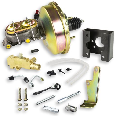 Master Cylinder and Booster - 1.125 in Bore - Dual Integral Reservoir - 9 in OD - Single Diaphragm - Cast Iron - GM Fullsize Truck 1963-66 - Kit
