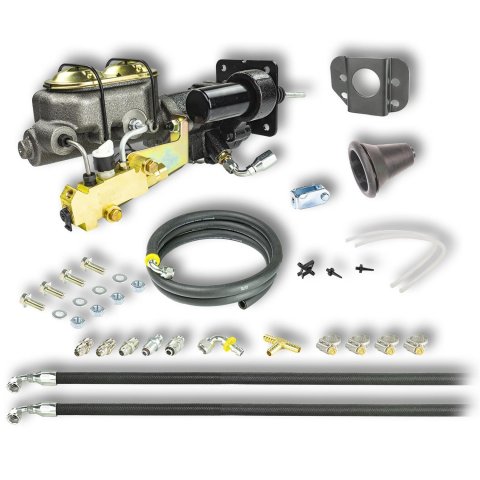 Master Cylinder and Booster - 1.125 in Bore - Dual Integral Reservoir - Hydro-Boost - Cast Iron - GM F-Body 1967-74 - Kit