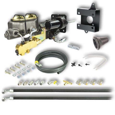 Master Cylinder and Booster - 1.125 in Bore - Dual Integral Reservoir - Hydro-Boost - Cast Iron - GM Fullsize Truck 1960-62 - Kit