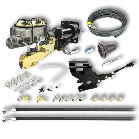 Master Cylinder and Booster - 1 in Bore - Dual Integral Reservoir - Hydro-Boost - Cast Iron - GM Fullsize Truck 1967-72 - Kit