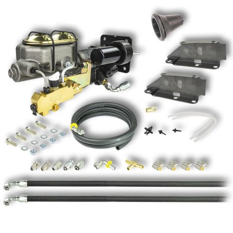 Master Cylinder and Booster - 1 in Bore - Dual Integral Reservoir - Hydro-Boost - Cast Iron - GM Fullsize Truck 1973-87 - Kit