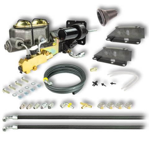 Master Cylinder and Booster - 1.125 in Bore - Dual Integral Reservoir - Hydro-Boost - Cast Iron - GM Fullsize Truck 1973-87 - Kit