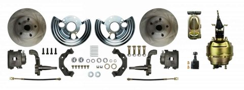 Brake System - Power Disc Conversion - Front - 1 Piston - 11.00 in Rotors - Offset Hat - Iron - Natural - Mopar B-Body 1962-72 / E-Body 1970-74 - Kit