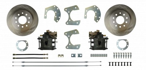 Brake System - Disc Conversion - Rear - 1 Piston Caliper - 11.000 in Plain Rotor - Offset Hat - Iron - Natural - Dana 60 / Mopar 8.75 in - Kit