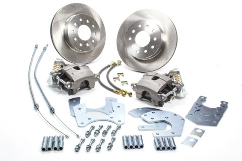 Brake System - Disc Conversion - Rear - 1 Piston Caliper - 11.000 in Plain Rotor - Offset Hat - Iron - Natural - Ford 9 in - Kit