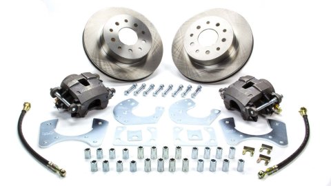 Brake System - Disc Conversion - Rear - 1 Piston Caliper - 11.000 in Plain Rotor - Offset Hat - Iron - Natural - Ford 9 in - Kit