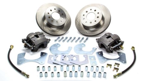 Brake System - Disc Conversion - Rear - 1 Piston Caliper - 11.000 in Plain Rotor - Offset Hat - Iron - Natural - Ford 9 in - Kit