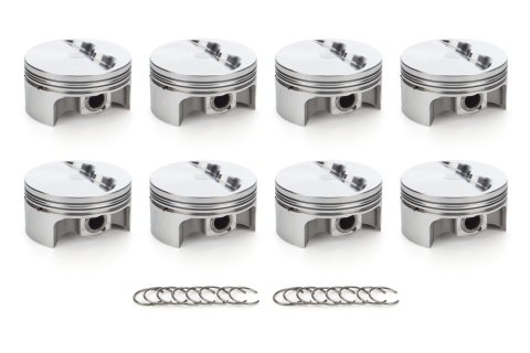 Piston - AutoTec - Forged - Flat Top - 4.155 in Bore - 1.5 x 1.5 x 3.0 mm Ring Grooves - Minus 5.00 cc - Coated Skirt - Small Block Chevy - Set of 8