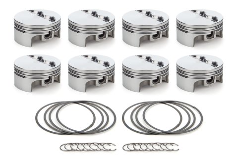 Piston - AutoTec - Forged - Flat Top - 4.125 in Bore - 1.5 x 1.5 x 3.0 mm Ring Grooves - Minus 5.00 cc - Coated Skirt - Small Block Chevy - Set of 8