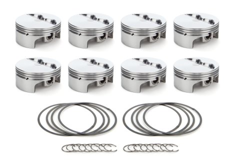 Piston - AutoTec - Forged - Flat Top - 4.125 in Bore - 1.5 x 1.5 x 3.0 mm Ring Grooves - Minus 5.00 cc - Coated Skirt - Small Block Chevy - Set of 8