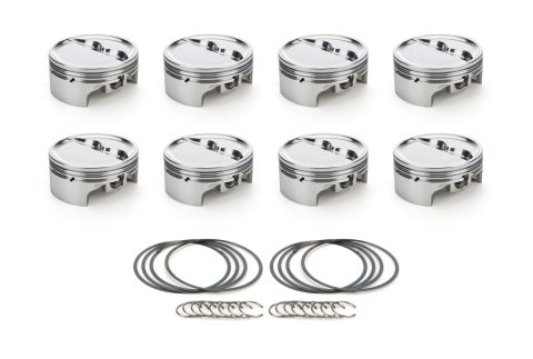 Piston - AutoTec - Forged - Dished - 4.155 in Bore - 1.5 x 1.5 x 3.0 mm Ring Grooves - Minus 25.50 cc - Small Block Chevy - Set of 8