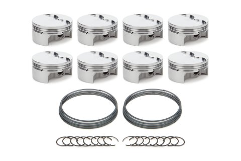 Piston - AutoTec - Forged - Flat Top - 4.070 in Bore - 1.5 x 1.5 x 3.0 mm Ring Grooves - Minus 3.30 cc - GM LS-Series - Set of 8