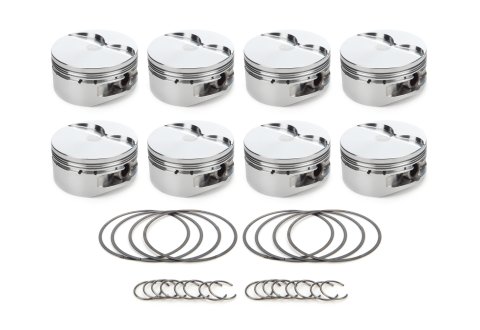 Piston - AutoTec - Flat Top - Forged - 4.125 in Bore - 1.5 x 1.5 x 3.0 mm Ring Grooves - Minus 4.10 cc - GM LS-Series - Set of 8