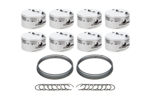 Piston - AutoTec - Flat Top - Forged - 4.030 in Bore - 1.5 x 1.5 x 3.0 mm Ring Grooves - Minus 5.20 cc - Small Block Ford - Set of 8