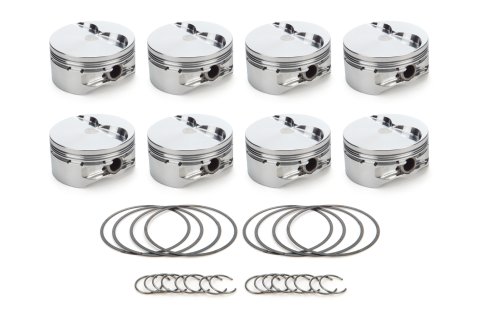 Piston - AutoTec - Flat Top - Forged - 4.125 in Bore - 1.5 x 1.5 x 3.0 mm Ring Grooves - Minus 5.20 cc - Small Block Ford - Set of 8