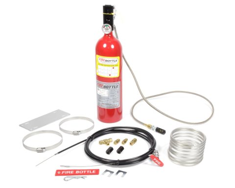 Fire Suppression System - Fire Bottle - Automatic / Manual - novec 1230 - SFI Rated - 5.0 lb Bottle - Fittings / Hose / Manual Head / Mount - Pull Cable - Kit