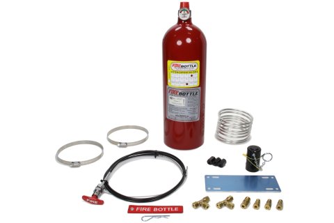 Fire Suppression System - Fire Bottle - RC - Manual - novec 1230 - SFI Rated - 10.0 lb Bottle - Fittings / Hose / Mount / Pull Cable - Kit