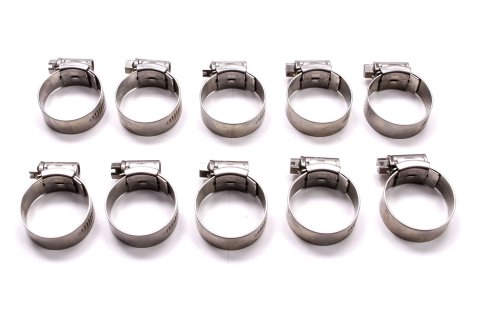 Hose Clamp - Worm Gear - 22-30 mm - Stainless - Set of 10