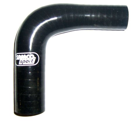 Tubing Elbow - 90 Degree - Reducer - 1-3/4 in to 1-1/2 in ID - 4.0 mm Thick Wall - Silicone - Black - Each