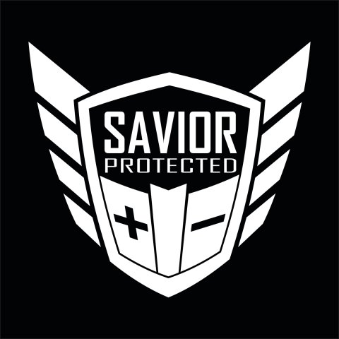 Logo Sticker - Window Decal - White Savior Logo on Black Background - Each