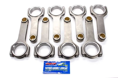 Connecting Rod - Pro Sport - H Beam - 6.385 in Long - Bushed - 7/16 in Cap Screws - 8740 Bolt - Forged - Steel - Big Block Chevy - Set of 8