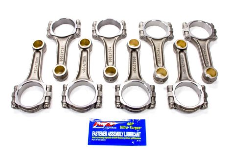 Connecting Rod - Pro Stock - I Beam - 5.090 in Long - Bushed - 3/8 in Cap Screws - 8740 Bolt - Forged - Steel - Small Block Ford - Set of 8