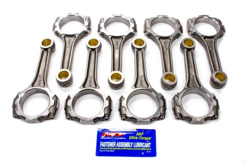 Connecting Rod - Pro Stock - I Beam - 5.955 in Long - Bushed - 3/8 in Cap Screws - 8740 Bolt - Forged - Steel - Small Block Ford - Set of 8