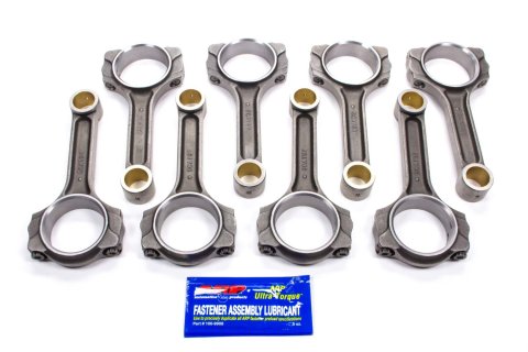 Connecting Rod - Pro Series - I Beam - 6.125 in Long - Bushed - 7/16 in Cap Screws - 8740 Bolt - Forged - Steel - Small Block Chevy - Set of 8