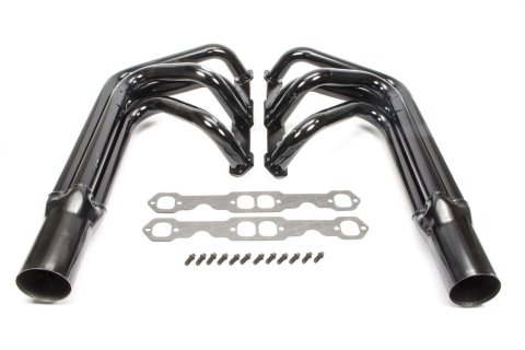 Headers - Sprint - 1.75 in Primary - 3.5 in Collector - Gaskets / Hardware Included - Steel - Black Paint - Small Block Chevy - Pair